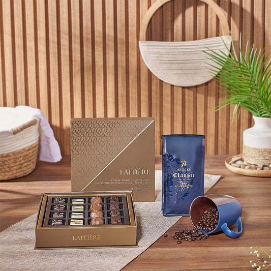 With the Rich Coffee & Truffle Gift Set from California Baskets to California delivery
