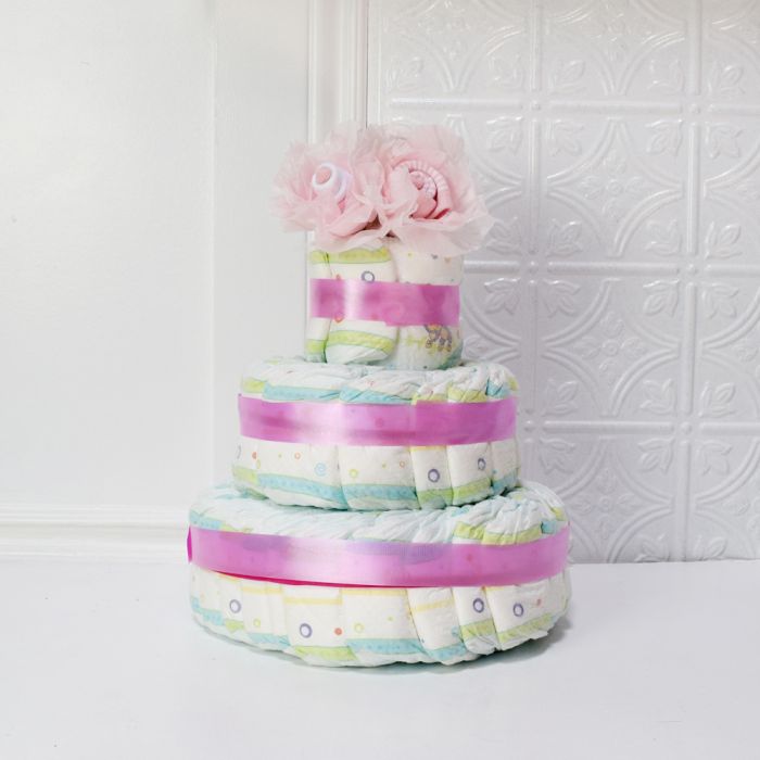 Baby Girl Diaper Cake Gift Set from California Baskets - California Delivery