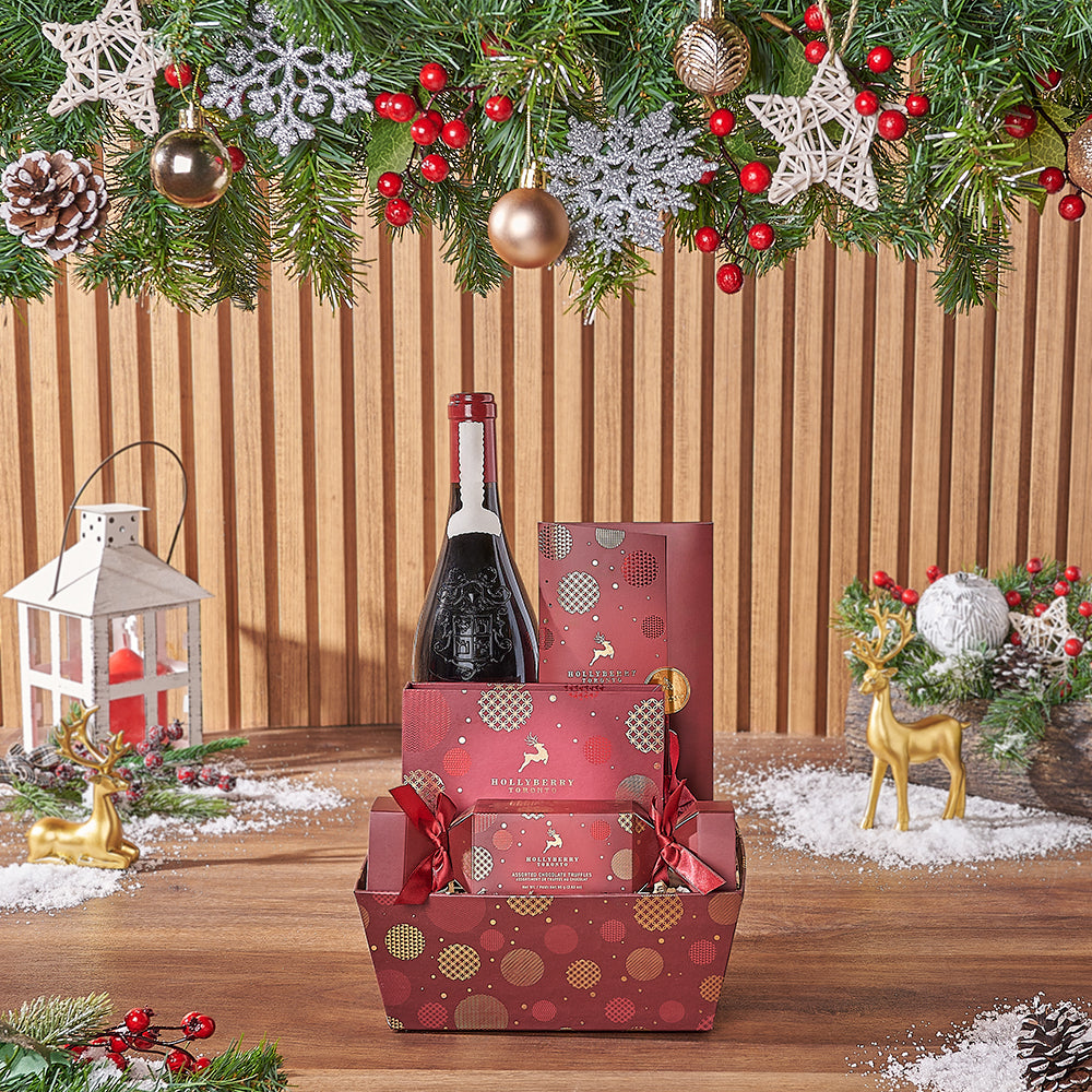 Our Christmas Morning Wine Gift Set, a curated selection of delightful goodies designed for a cozy celebration with friends and loved ones - California Delivery