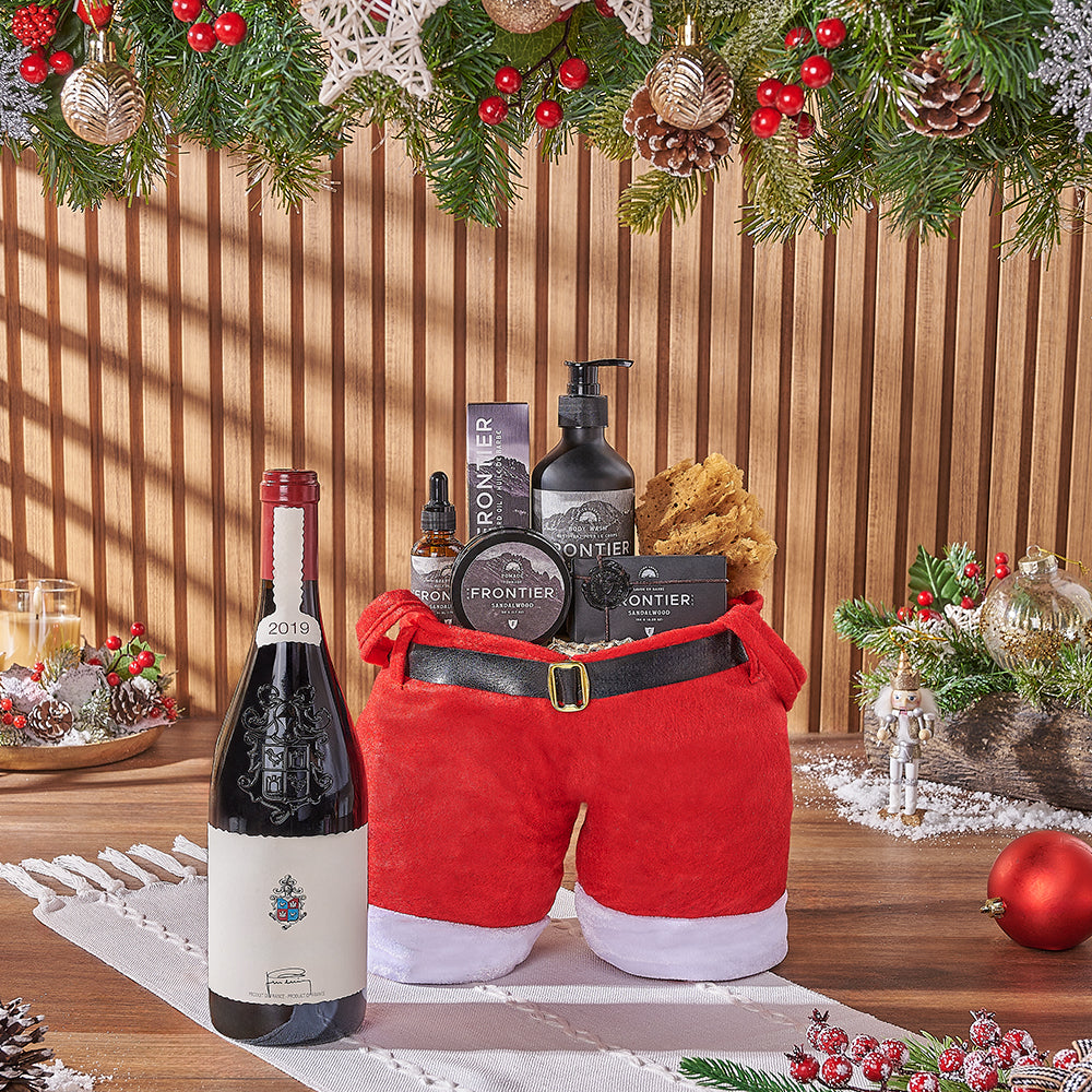 Christmas Wine & Spa Gift Bag, wine gift, wine, spa gift, spa, men's spa gift, men's spa, Christmas gift, Christmas, California delivery