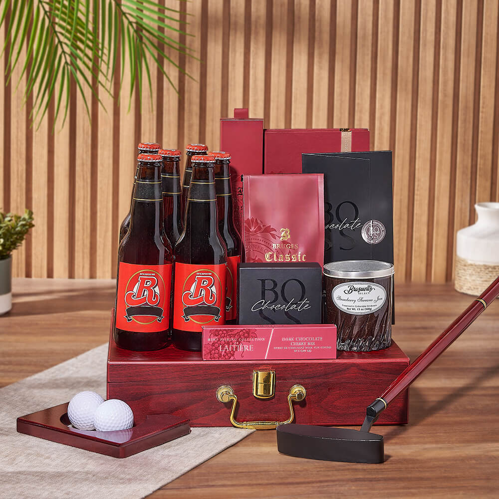 Deluxe Beer and Golf Set, beer gift, beer, chocolate gift, chocolate, golf gift, golf, California delivery