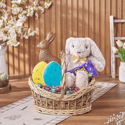 Easter Bunny Chocolate Treat Basket, plush gift, plush, chocolate gift, chocolate, easter gift, easter, California delivery