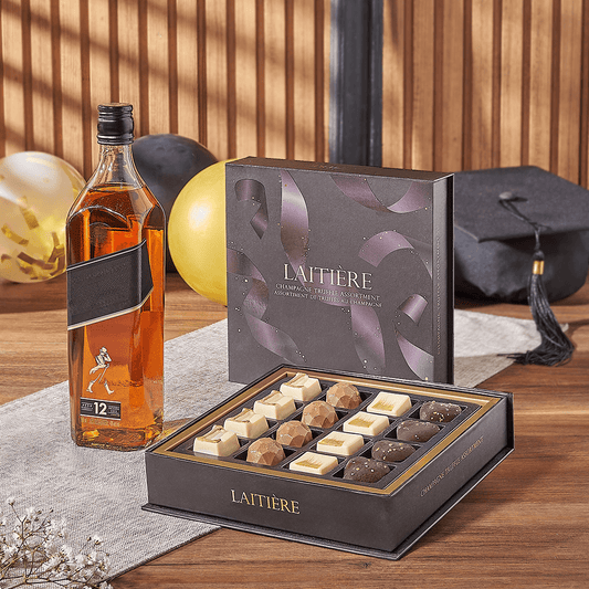 Graduation Spirits & Truffle Gift, graduation gift, graduation, liquor gift, liquor, chocolate gift, chocolate, California delivery