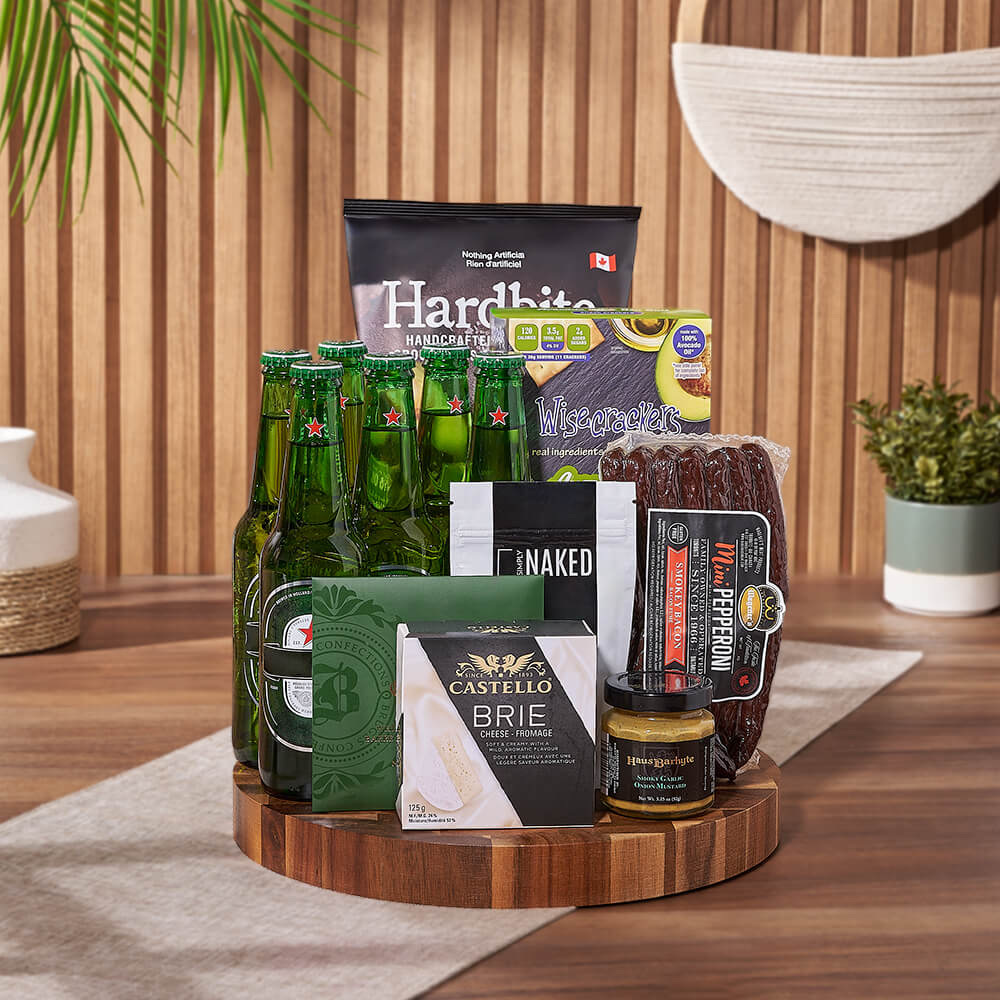 Heineken Beer & Snacks Basket, beer gift, beer, Heineken gift, Heineken, charcuterie gift, charcuterie, California delivery