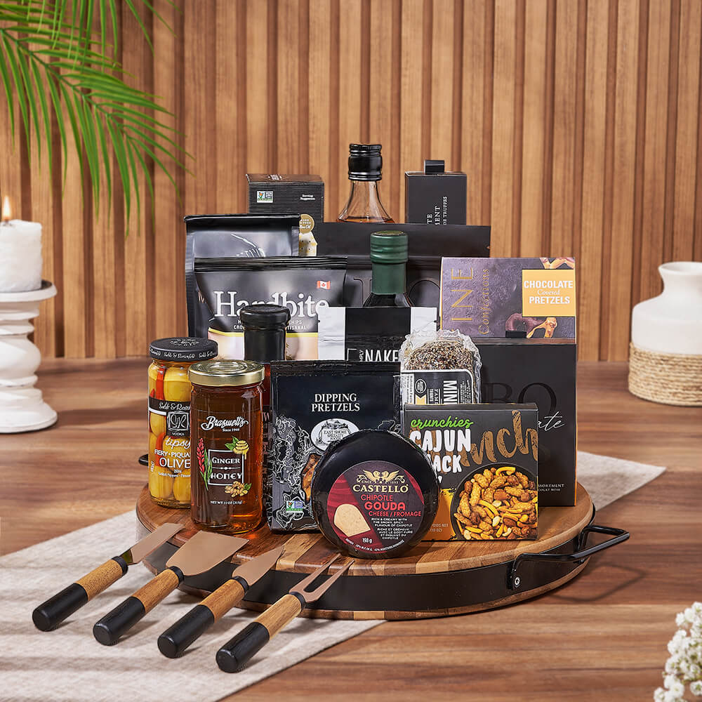 Liquor & Cheese Platter Gift Set from California Baskets - Liquor Gift Basket - California Delivery