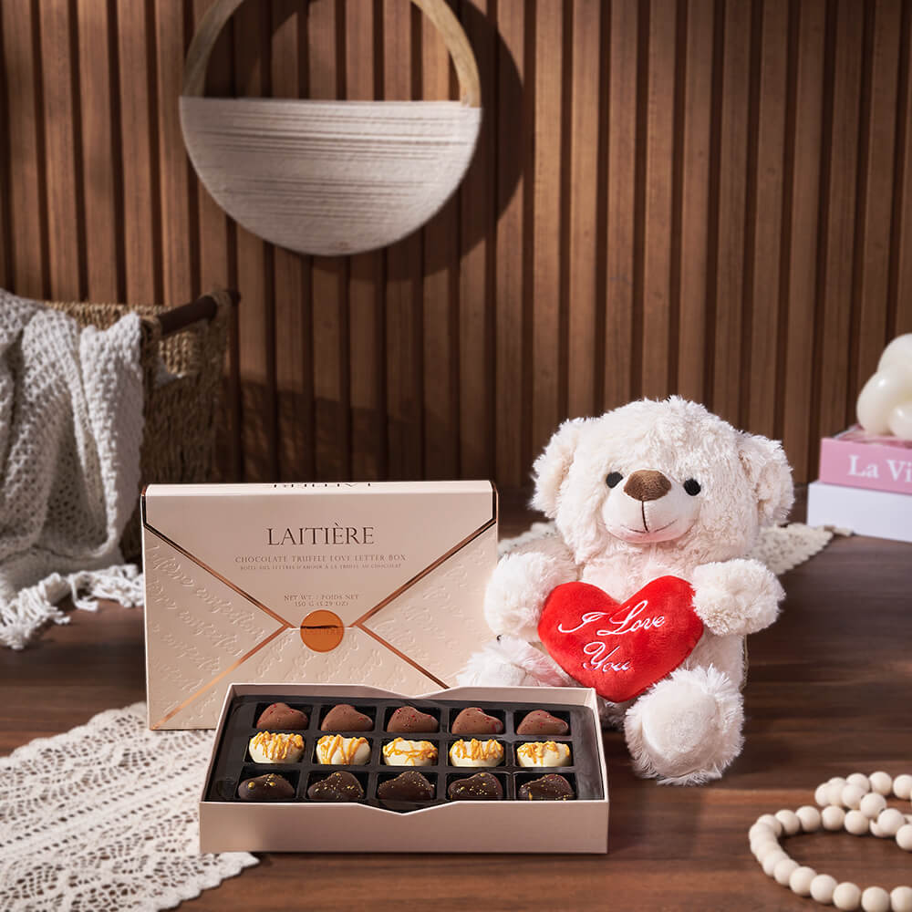 Luxury Truffle & Bear Gift Set, chocolate gift, chocolate, bear gift, bear, California delivery