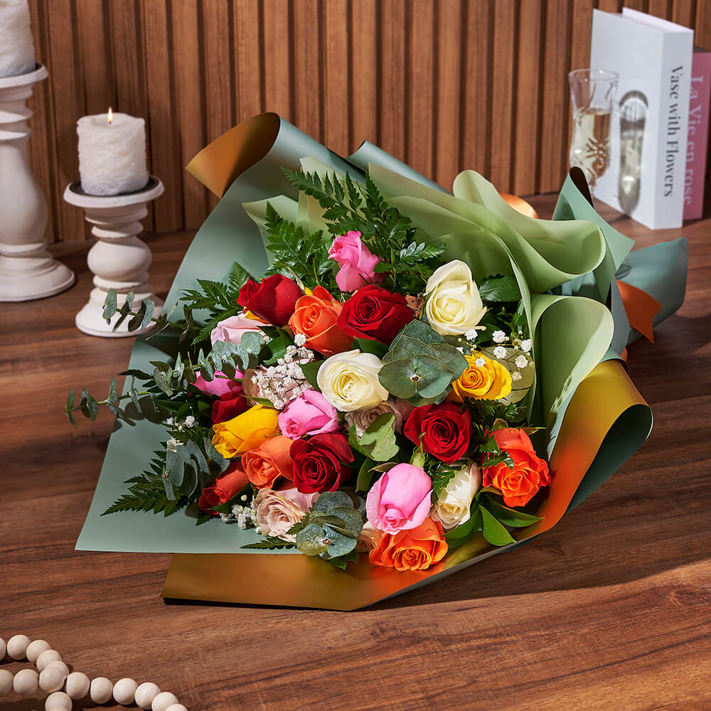 Prismatic Rose Bouquet Gift from California Baskets - Flower Gift Basket - California Delivery