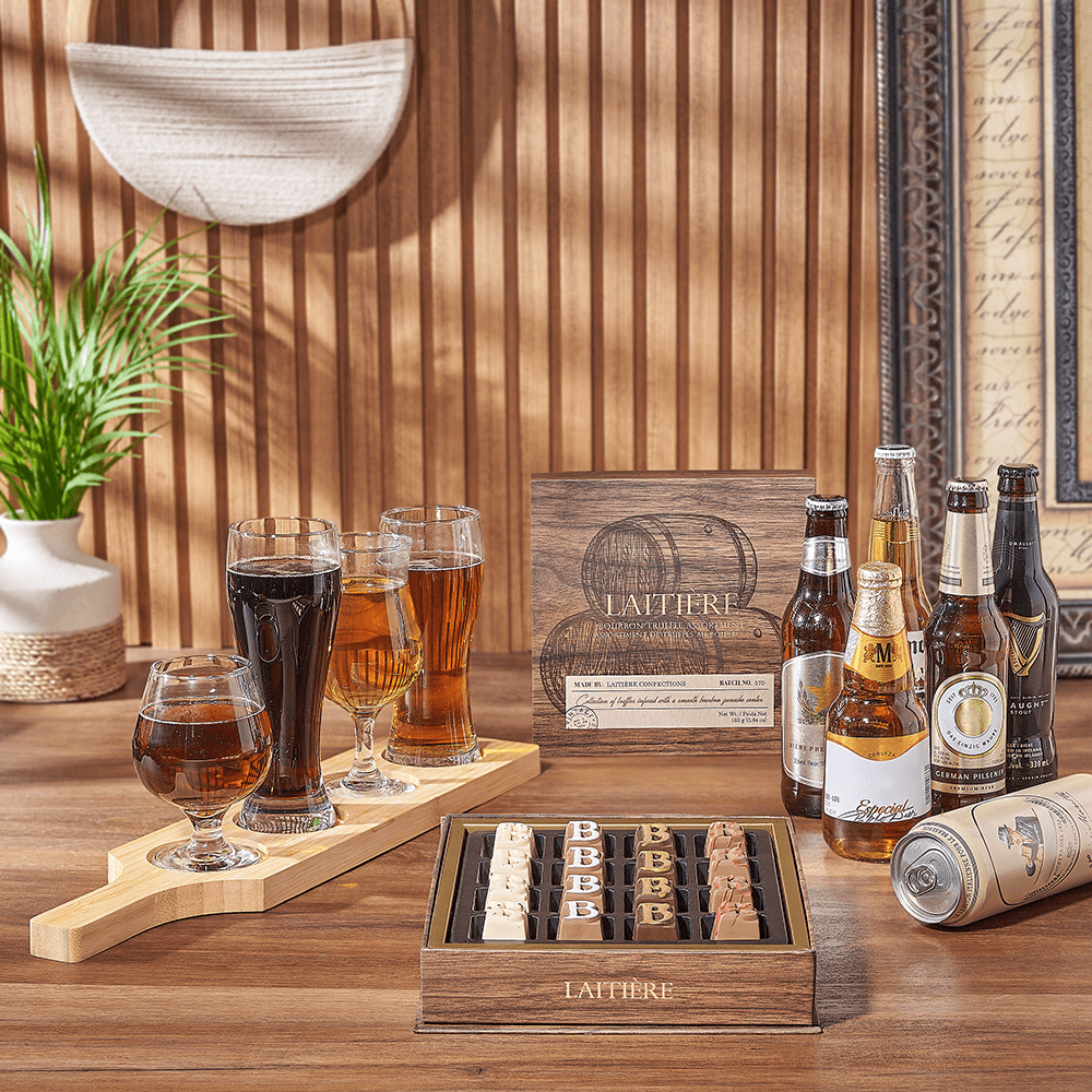 Sweet Truffle & Beer Flight, beer flight gift, beer flight, beer gift, beer, chocolate gift, chocolate, California delivery