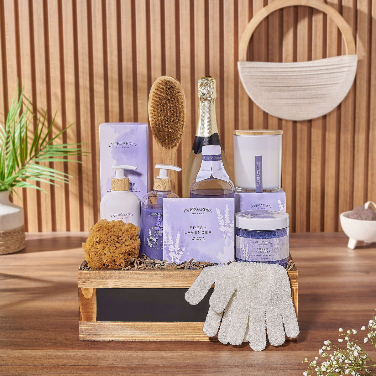 The Deluxe Lavender &amp; Champagne Spa Gift Set from California basket - California delivery