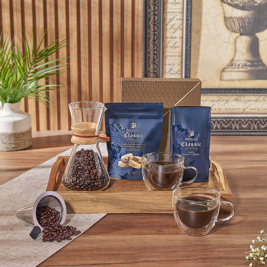 Delight any coffee aficionado with the Forest Hill Coffee & Snack Tray - California Baskets