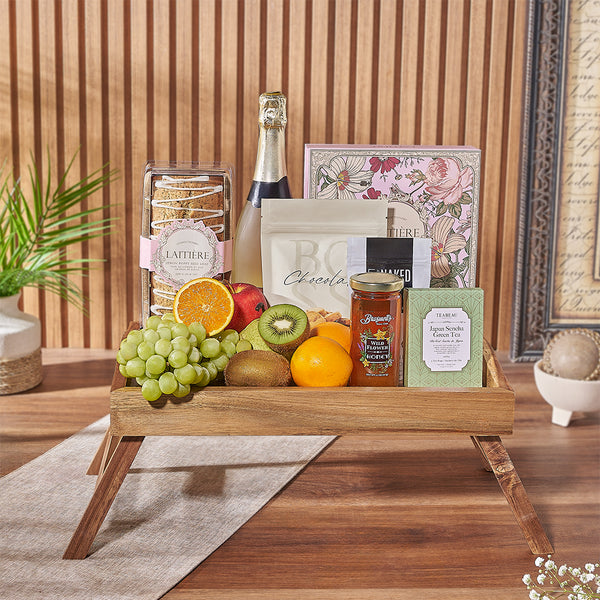 Healthy gift basket with wellness-focused food items