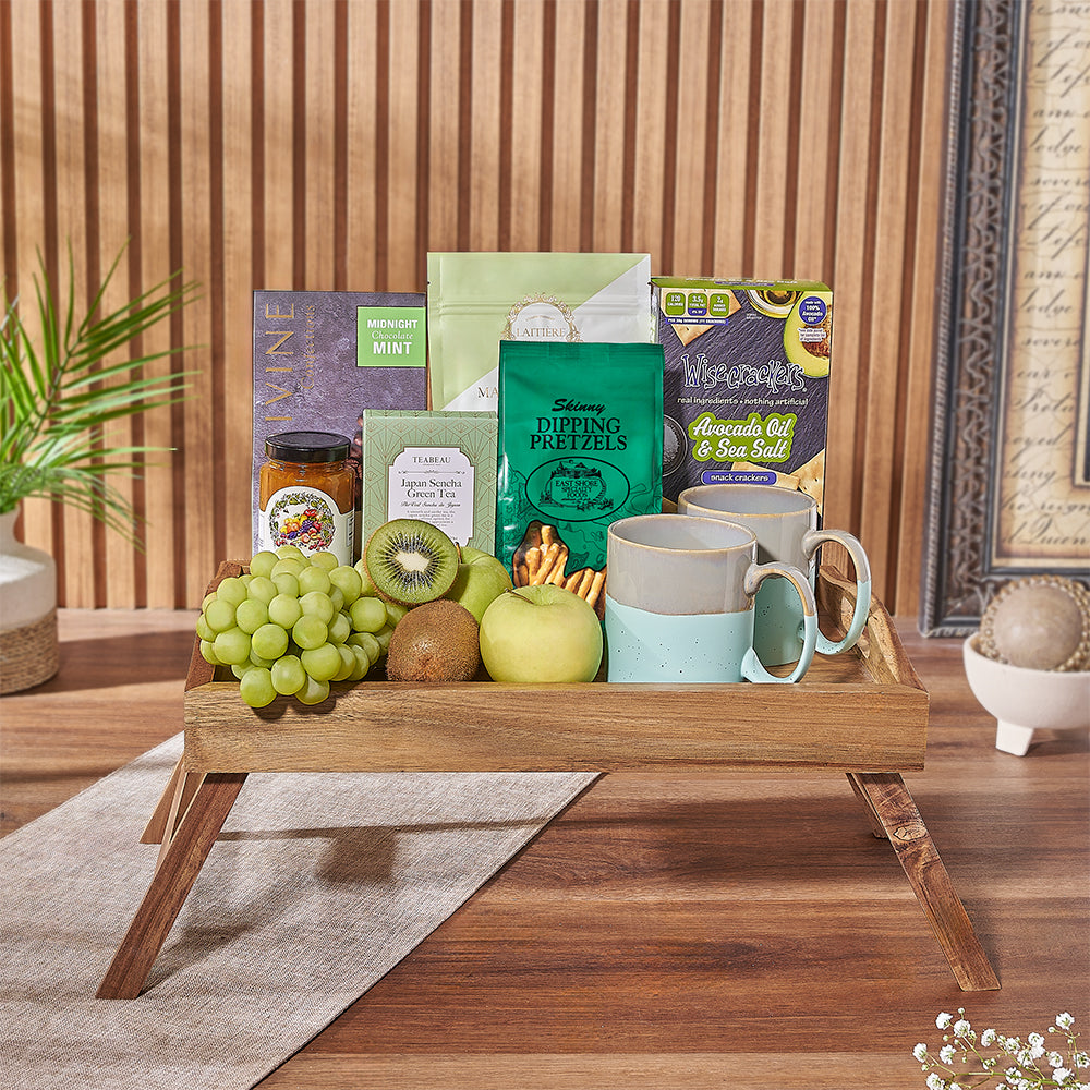 Treat your loved ones to a splendid morning experience with the exquisite Breakfast in Bed Gift Tray from California Delivery