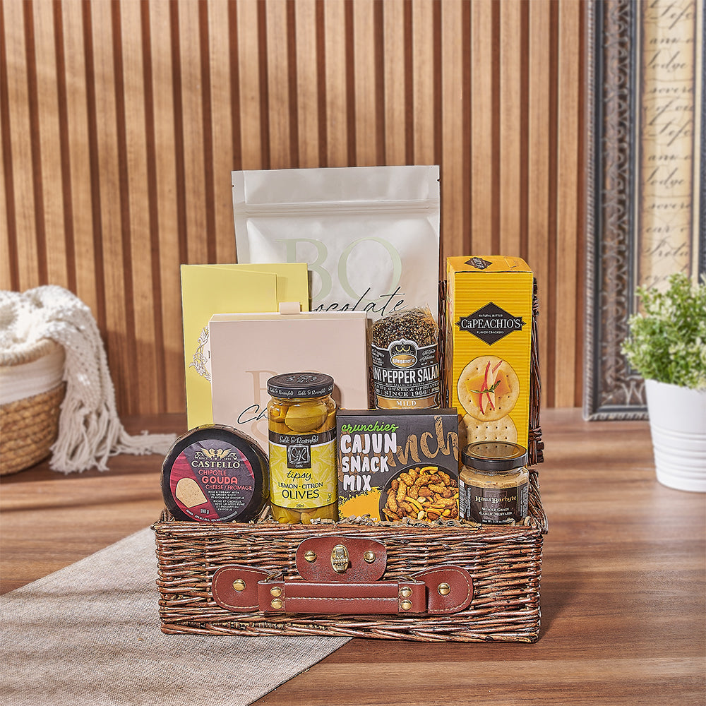 All The Good Stuff' Gift Basket! Packed with delectable treats, it's the perfect present for friends and family alike - California Delivery