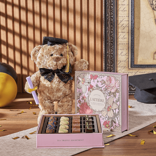 Indulgent Graduation Gift Set, graduation gift, graduation, chocolate gift, chocolate, plush gift, plush, California delivery
