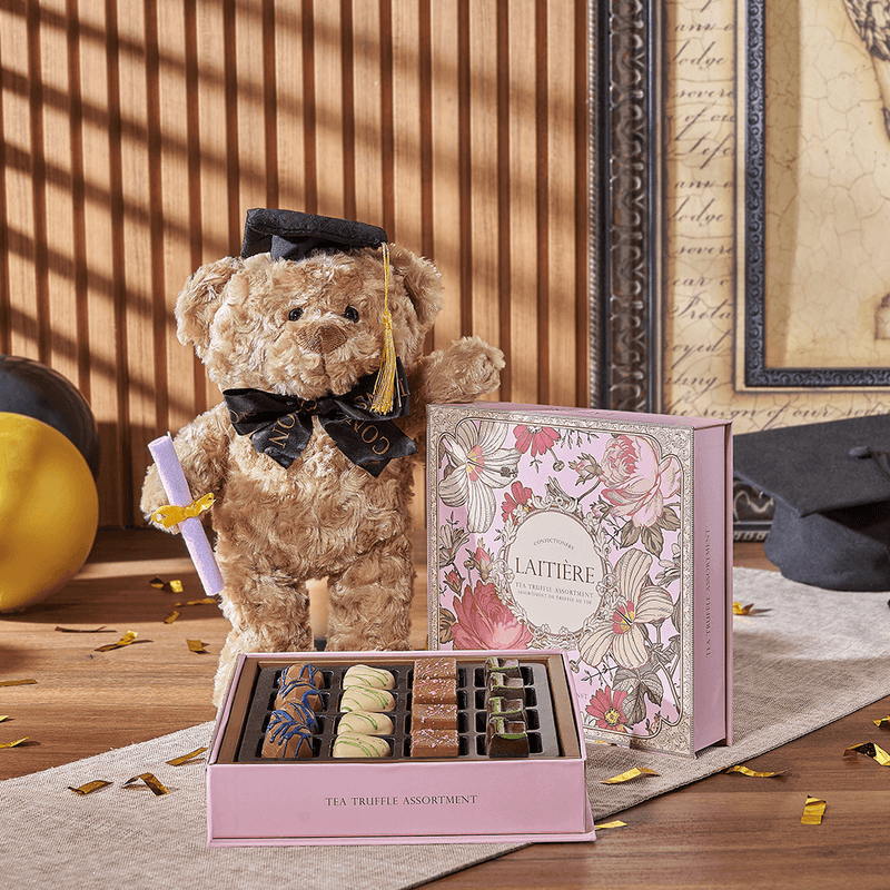 Indulgent Graduation Gift Set, graduation gift, graduation, chocolate gift, chocolate, plush gift, plush, California delivery
