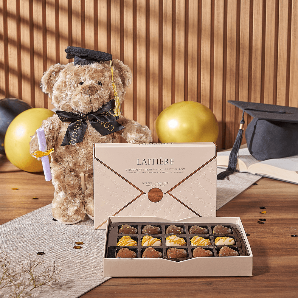 Graduation Chocolate &amp; Teddy Gift, chocolate gift, chocolate, bear gift, bear, California delivery