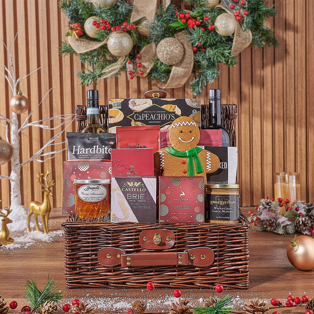 Ample Holiday Wine &amp; Treats Basket, christmas gift, christmas, wine gift, wine, holiday gift, holiday, California delivery