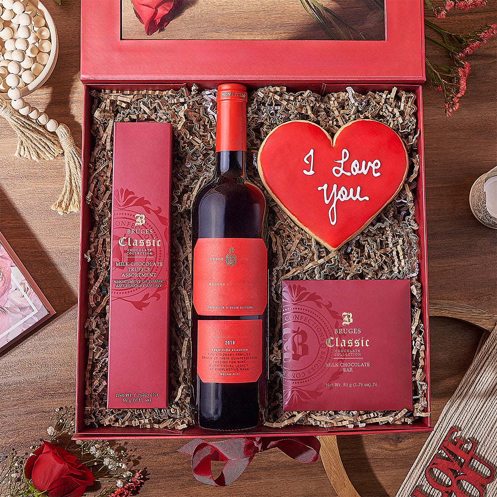 Valentine’s Wine Box, wine gift, wine, valentines day gift, valentines day, cookie gift, cookie, Anaheim delivery