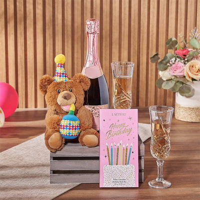 Birthday Bear & Champagne Gift Crate, champagne gift, champagne, birthday gift, birthday, California delivery