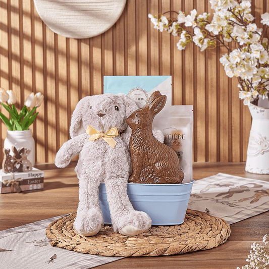 Blue Easter Bunny Gift Basket, chocolate gift, chocolate, easter gift, easter, California delivery