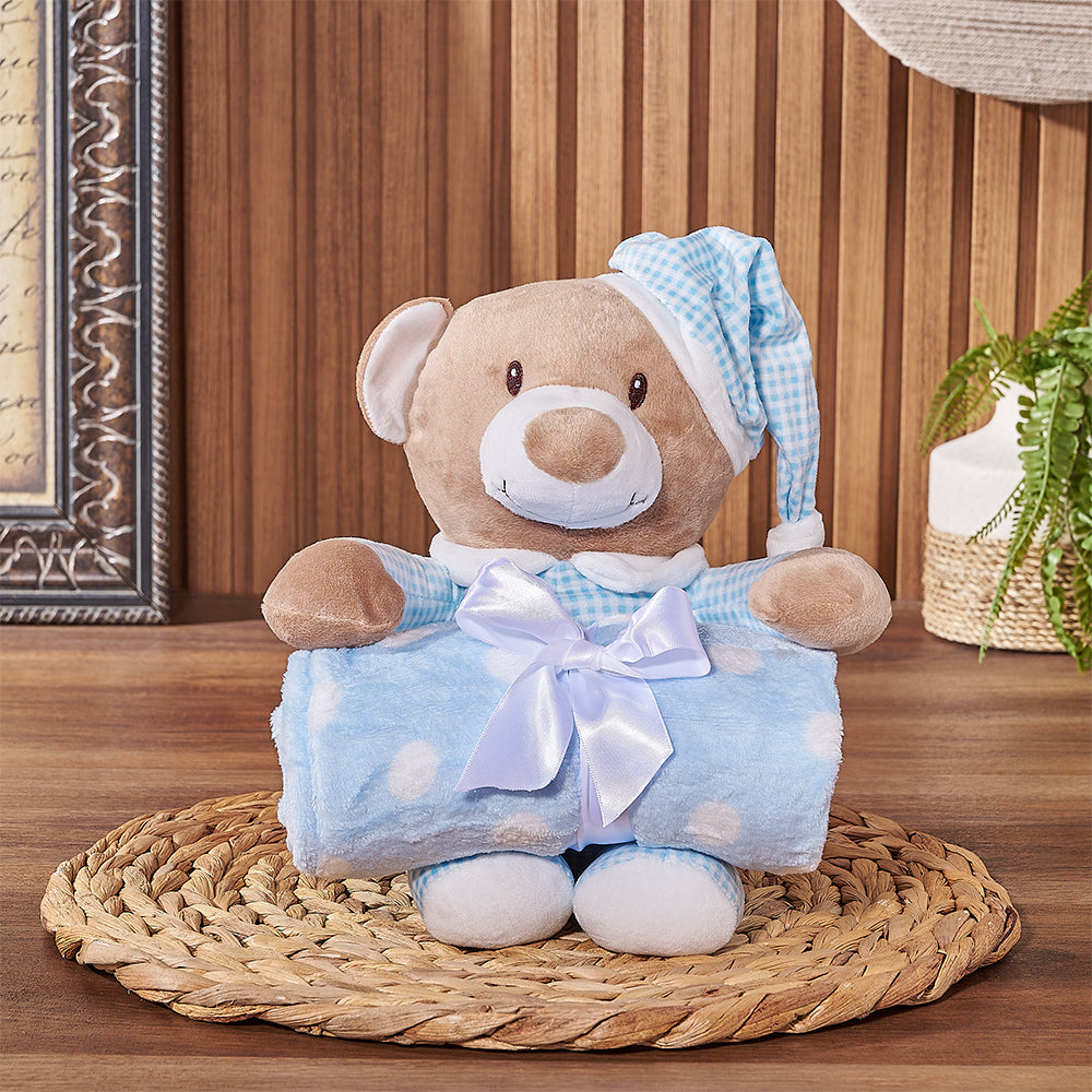 Blue Hugging Blanket Bear from California Baskets - California Delivery