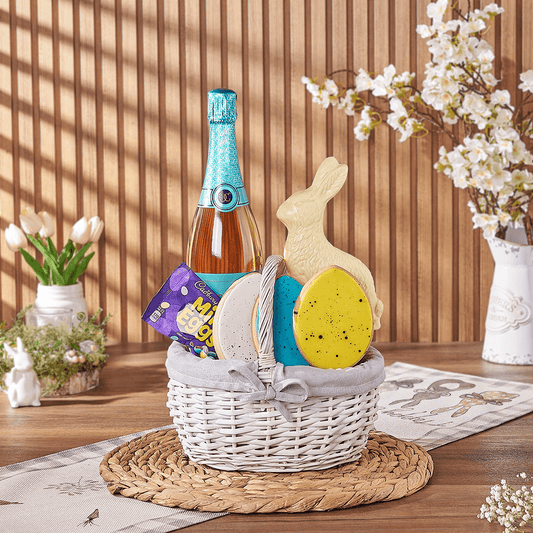 Champagne Easter Basket, easter gift, easter, champagne gift, champagne, sparkling wine gift, sparkling wine, chocolate gift, chocolate, California delivery