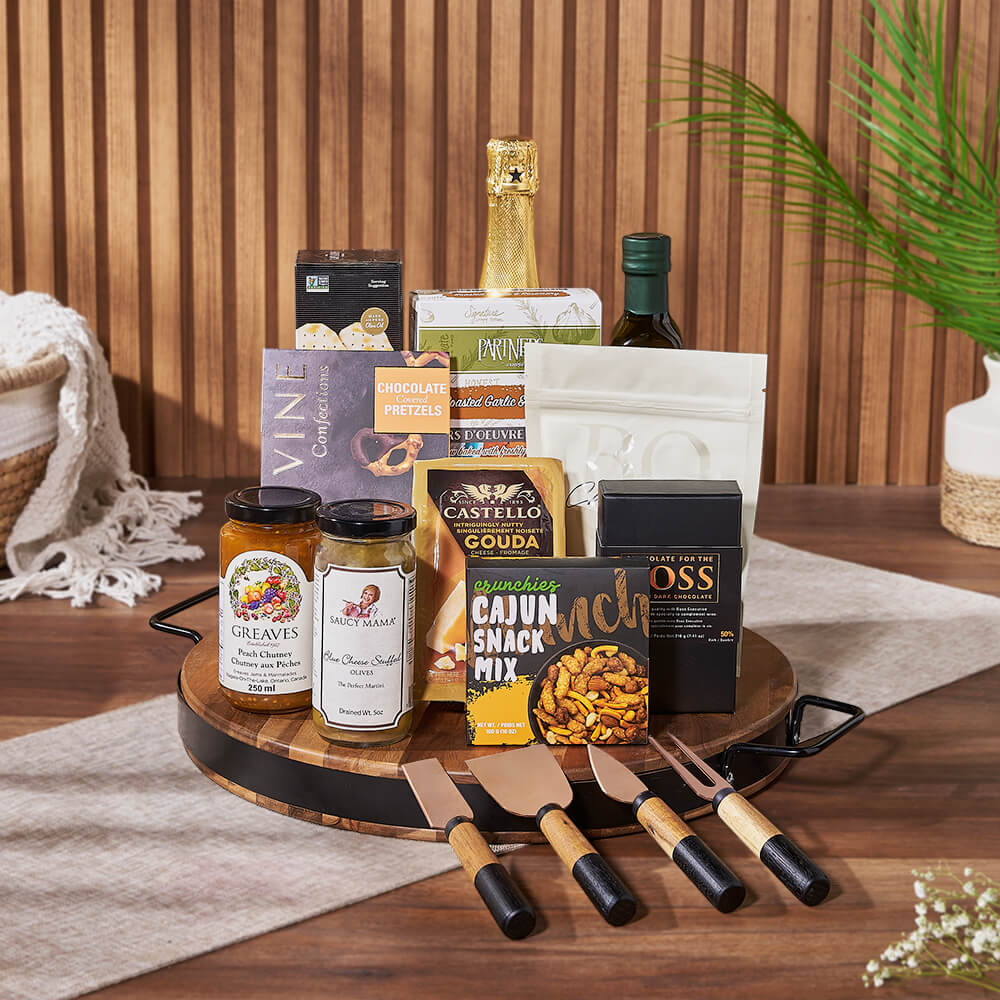 Champagne &amp; Cheese Platter Gift Set, champagne gift, champagne, sparkling wine gift, sparkling wine, cheese board gift, cheese board, California delivery