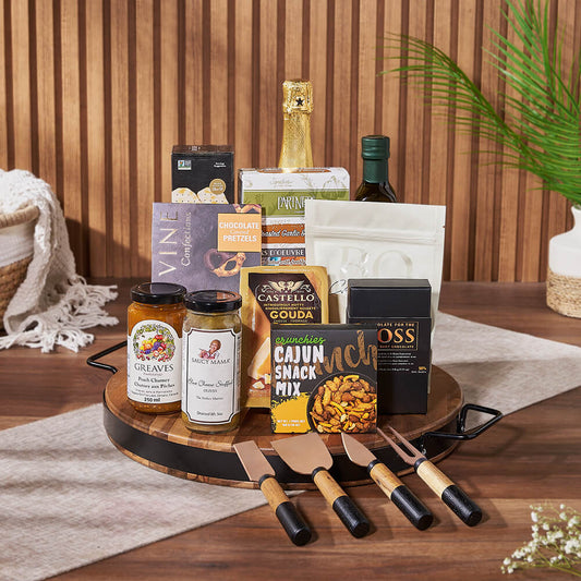 Champagne & Cheese Platter Gift Set, champagne gift, champagne, sparkling wine gift, sparkling wine, cheese board gift, cheese board, California delivery