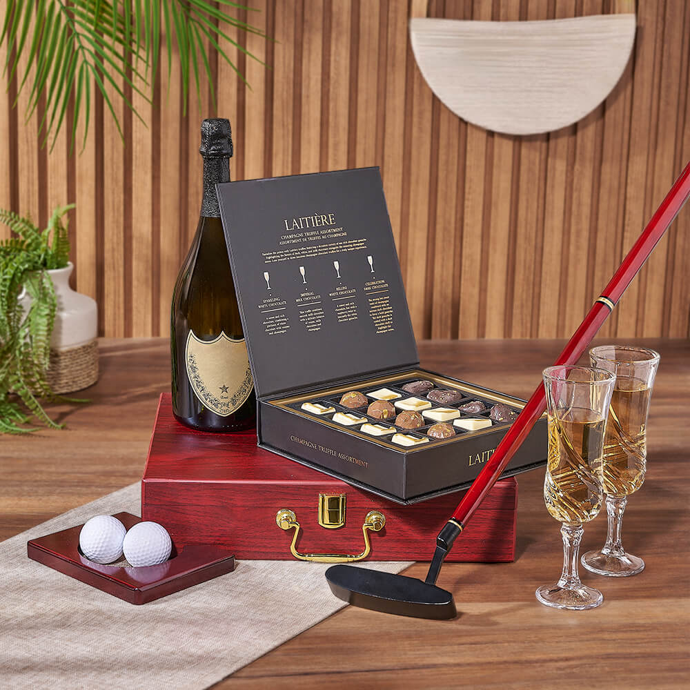 Champagne &amp; Golf Practice Set, champagne gift, champagne, sparkling wine gift, sparkling wine, golf gift, golf, California delivery