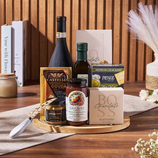 Cheese Board & Wine Gift Set, cheese gift, cheese, wine gift, wine, cheese board gift, cheese board, California delivery
