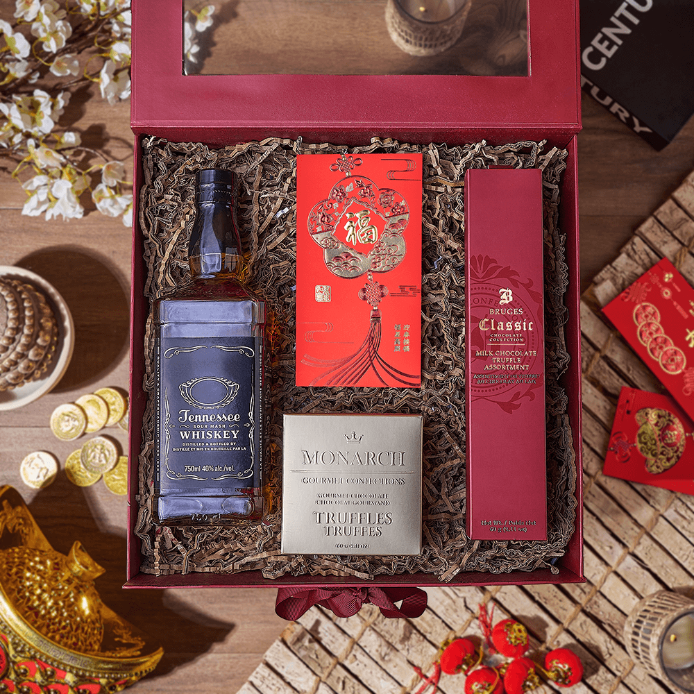 Chinese New Year Spirits &amp; Chocolate Box, chinese new year gift, chinese new year, lunar new year gift, lunar new year, liquor gift, liquor, California delivery