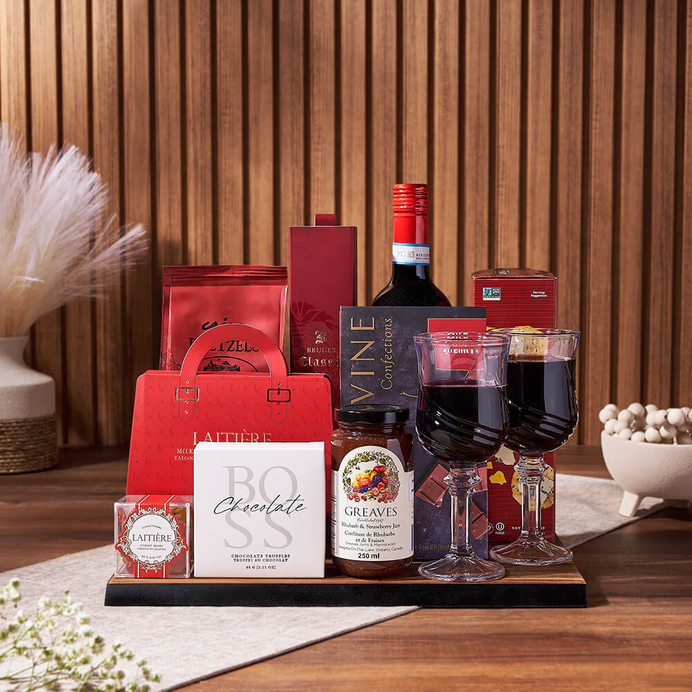Chocolate Overload Gift Set with Wine from California Baskets, wine gift, wine, chocolate gift, chocolate, California Delivery