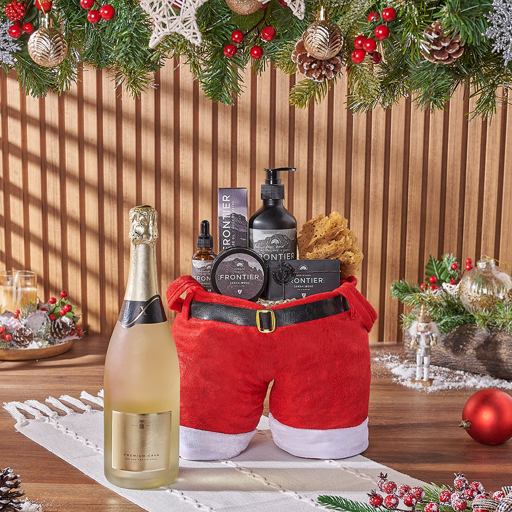Christmas Champagne &amp; Spa Gift Bag, christmas gift, christmas, champagne gift, champagne, sparkling wine gift, sparkling wine, spa gift, spa, mens spa gift, mens spa, California delivery