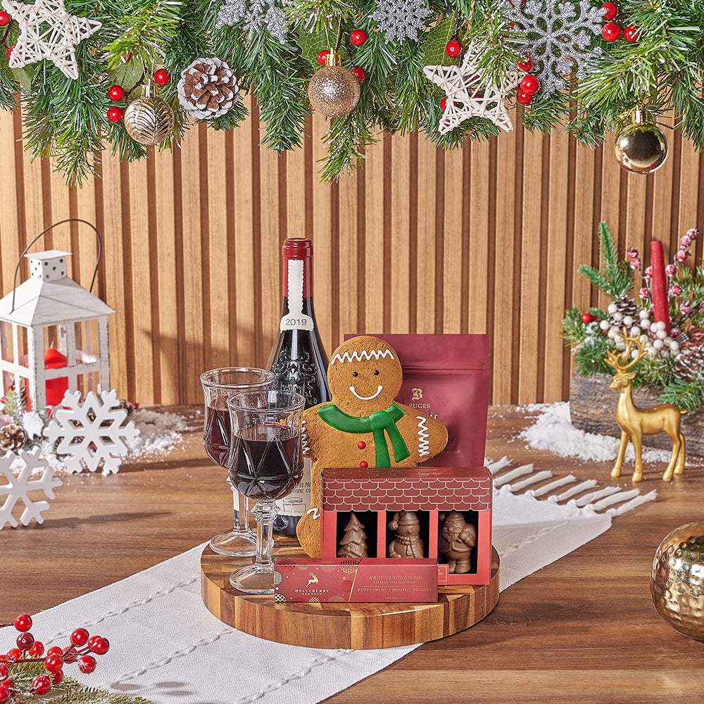 Christmas Wine &amp; Cookie Board, christmas gift, christmas, wine gift, wine, cookie gift, cookie, chocolate gift, chocolate, California delivery