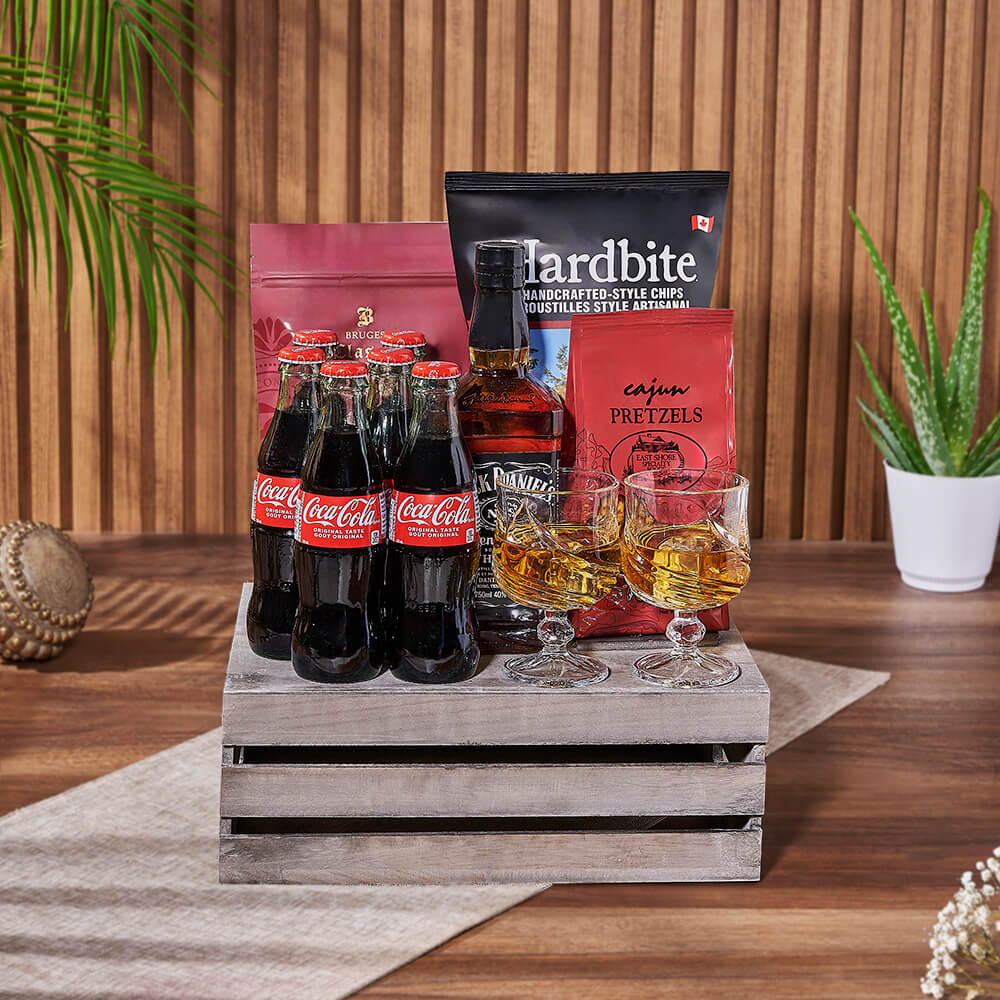 Coke &amp; Snacks Liquor Gift Crate from California Basket - California Delivery