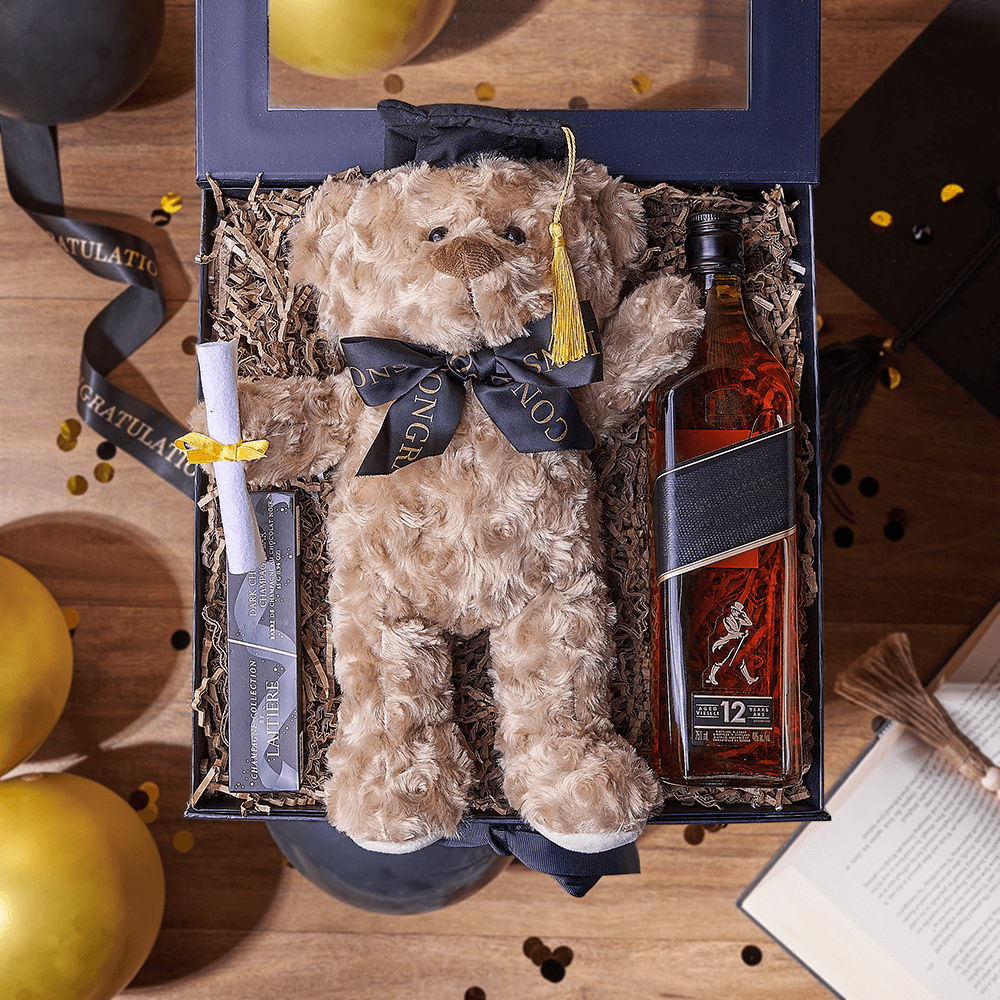 Congratulations Grad Liquor Box, liquor gift, liquor, chocolate gift, chocolate, graduation gift, graduation, Califronia delivery
