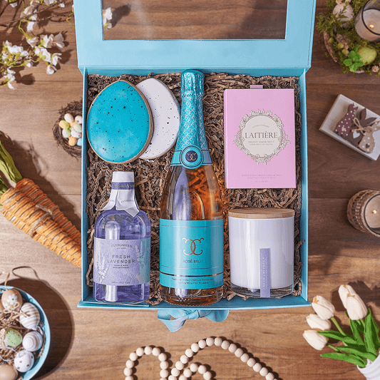 Easter Spa & Champagne Box, spa gift, spa, champagne gift, champagne, sparkling wine gift, sparkling wine, California delivery