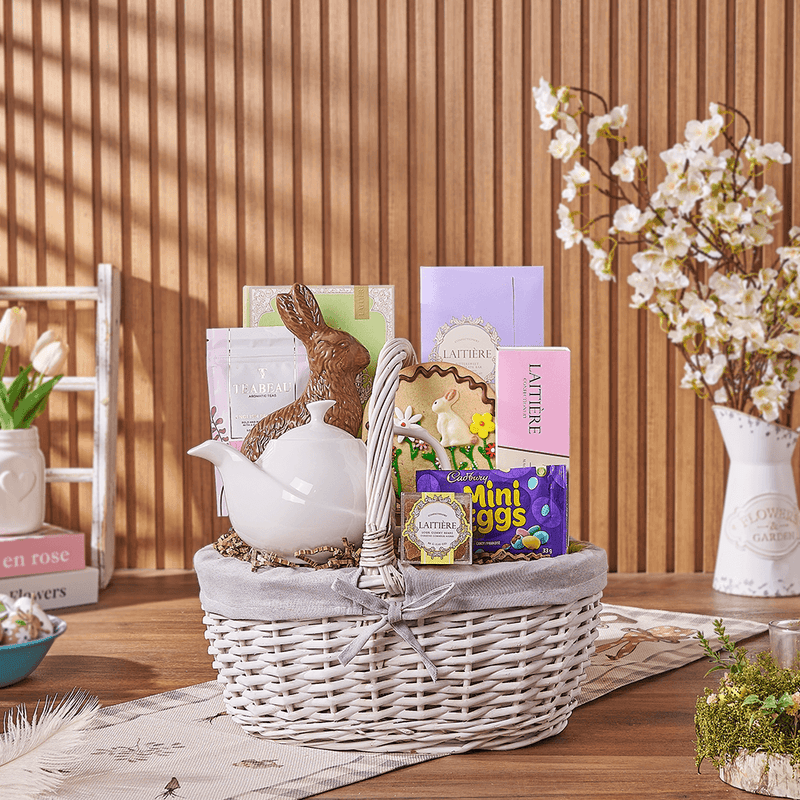 Easter Tea Party Gift Basket, tea gift, tea, chocolate gift, chocolate, easter gift, easter, easter basket, California delivery