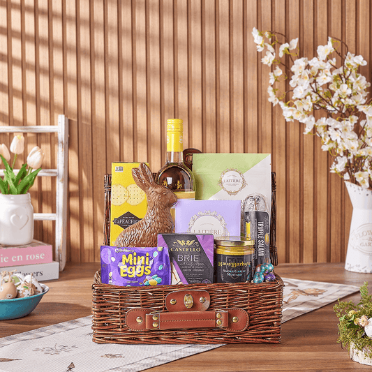 Easter Wine Picnic Basket, easter gift, easter, wine gift, wine, chocolate gift, chocolate, California delivery
