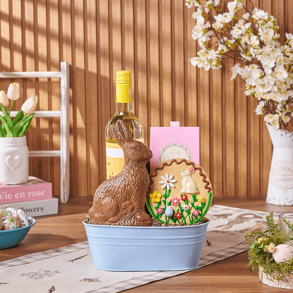 Easter Wine &amp; Chocolate Bunny Gift, wine gift, wine, chocolate gift, chocolate, easter gift, easter, California delivery