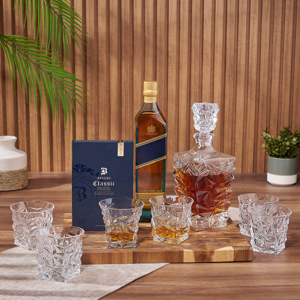 Enduring Decanter &amp; Liquor Gift Set, liquor gift, liquor, decanter gift, decanter, chocolate gift, chocolate, California delivery