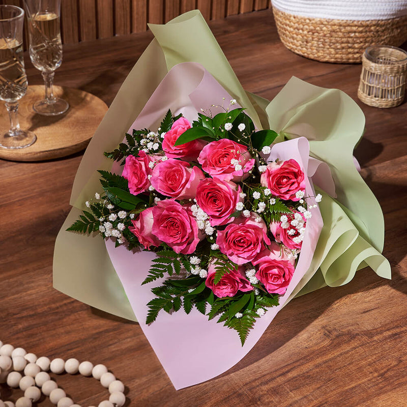 Enduring Pink Rose Gift, flower gift basket, flower, bouquet gift, bouquet, rose gift, rose, California delivery