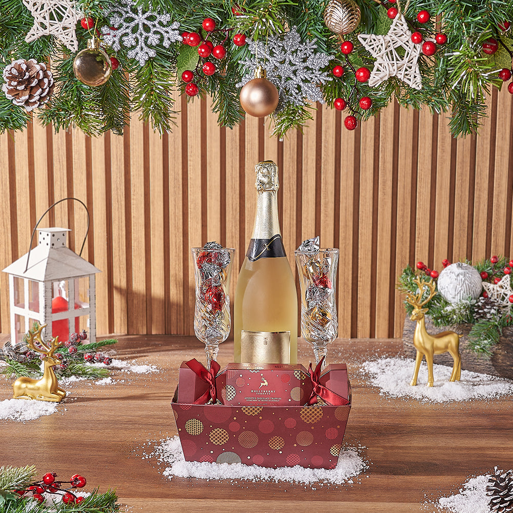 Festive Truffles & Champagne Set, champagne gift, champagne, sparkling wine gift, sparkling wine, chocolate gift, chocolate, Christmas gift, Christmas, California delivery