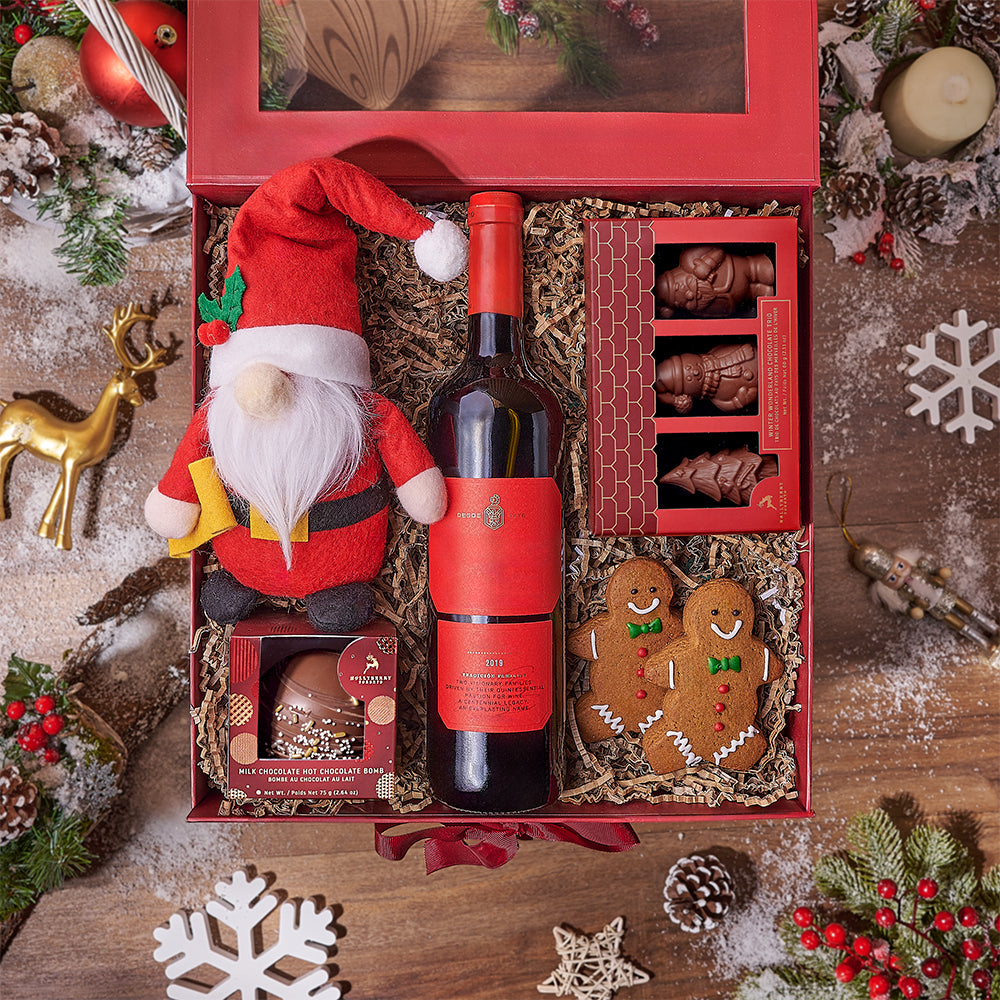 Gingerbread Man &amp; Wine Gift Set, wine gift, wine, chocolate gift, chocolate, christmas gift, christmas, California delivery