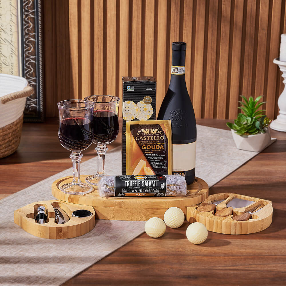 Golf Pro Gourmet Wine Gift Set, golf gift, golf, wine gift, wine, charcuterie gift, charcuterie, California delivery