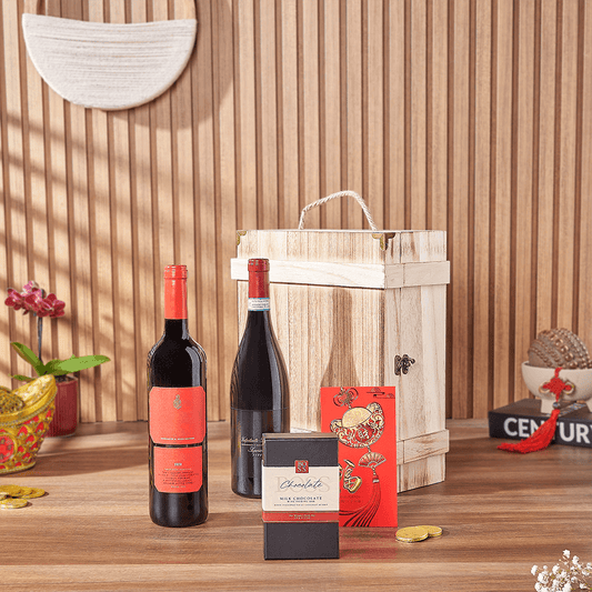 Good Fortune Wine Duo Box, wine gift, wine, chinese new year gift, chinese new year, lunar new year gift, lunar new year, California delivery
