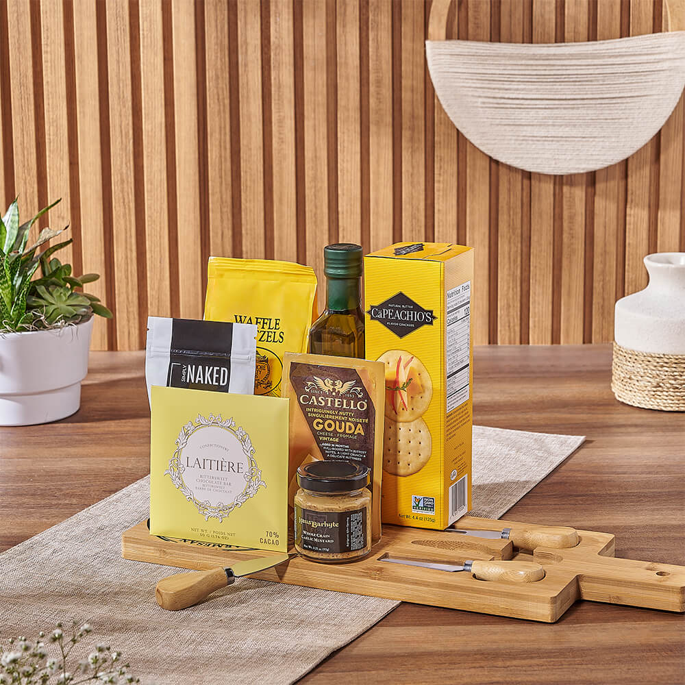 Gourmet Cheese &amp; Cracker Gift Set, cheese gift, cheese, cheese board gift, cheese board, California delivery