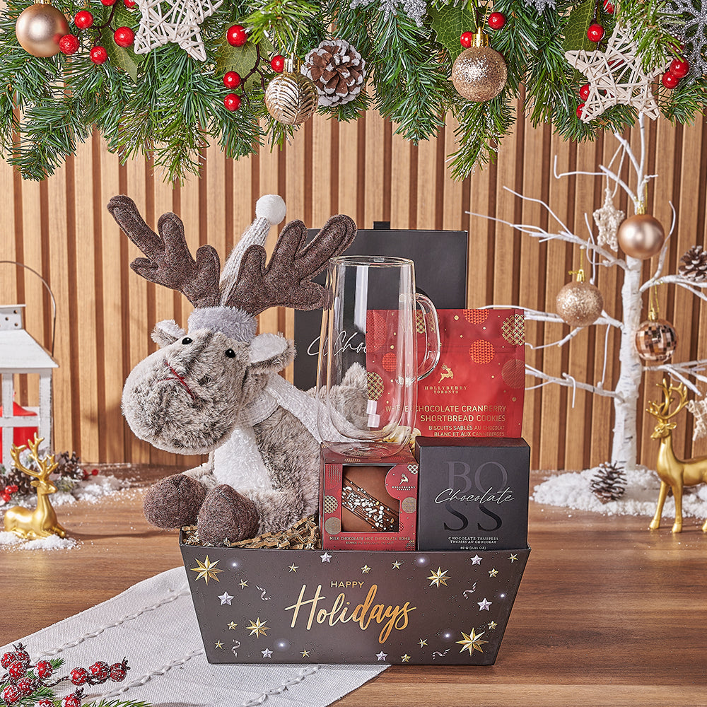Gourmet Christmas Reindeer Set, christmas gift, christmas, chocolate gift, chocolate, hot chocolate gift, hot chocolate, California delivery