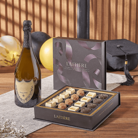 Graduation Champagne & Truffle Gift, graduation gift, graduation, champagne gift, champagne, sparkling wine gift, sparkling wine, chocolate gift, chocolate, California delivery
