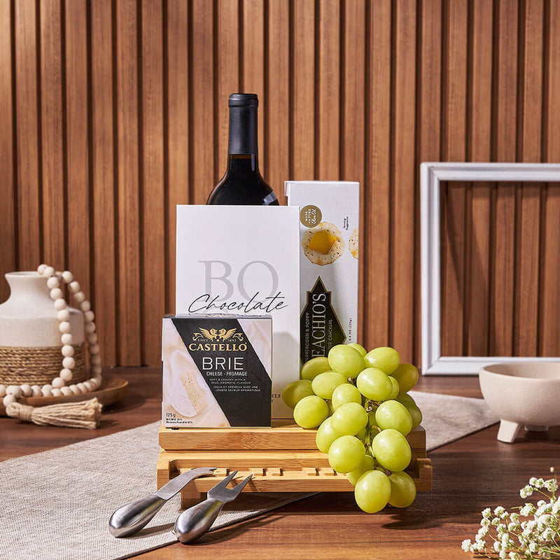Grange Park Wine & Cheese Basket, wine gift, wine, cheese gift, cheese, chocolate gift, chocolate, fruit gift, fruit, California delivery